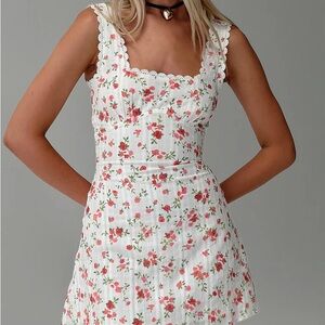 Floral White and Pink Dress
